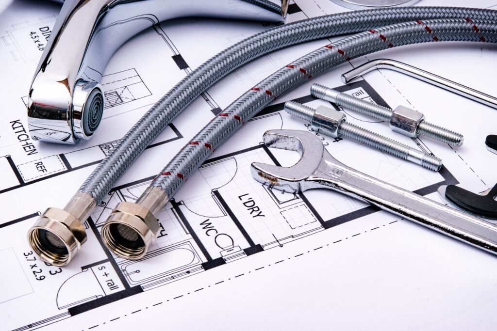 Plumbing tools and faucet used for plumbing maintenance work in Dubai